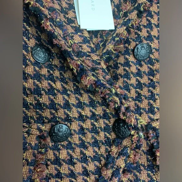Veronica Beard Taja Dickey Jacket Size 4 Cognac Brown Tweed Houndstooth Blazer - Picture 7 of 16
